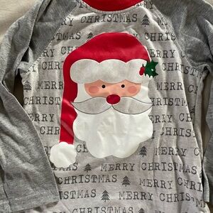 Holiday Time Santa Long Sleeve Kids Shirt - Gray and Red
